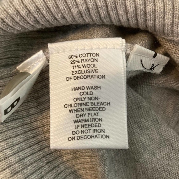 Ann‎ Taylor LOFT Cardigan Womens LP Petite Gray Cotton Wool Sequin V-Neck - Picture 8 of 11